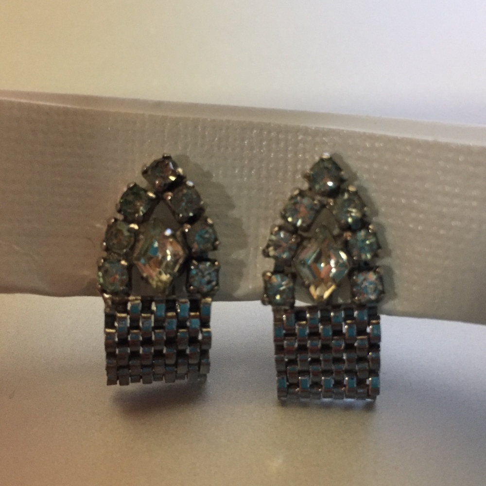 Vintage rhinestone screw back earrings